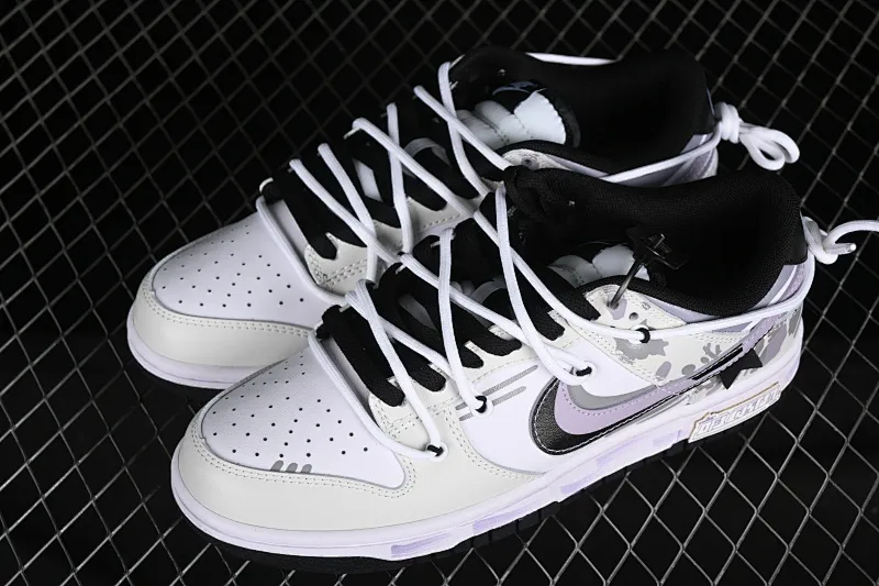 All Categories Nk SB Dunk Series Nk SB Dunk Low Low-top sneakers Nk Dunk Low Special mission camouflage Warship Simple black, white, purple and gray SB strap low-top casual sneakers DD1391-100